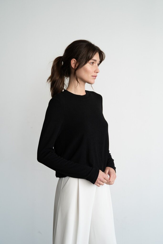 ELLE GREY Black Long Sleeve Bubble Hem Top