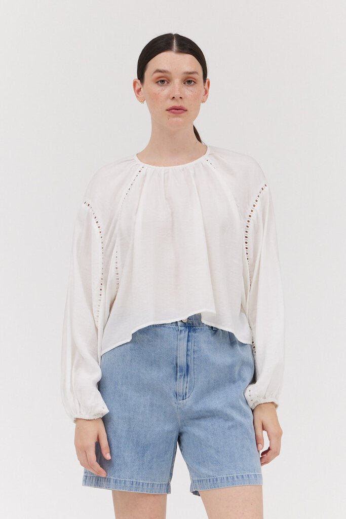 GRADE & GATHER Off White Long Sleeve Top