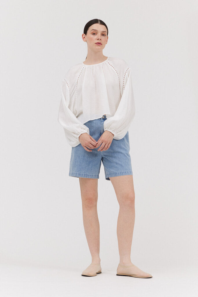 GRADE & GATHER Off White Long Sleeve Top