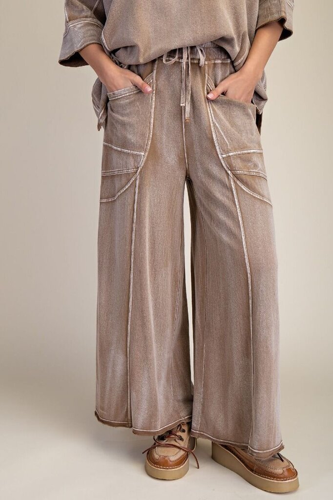 EASEL Cotton Camel Monkey Washed Terry Pants
