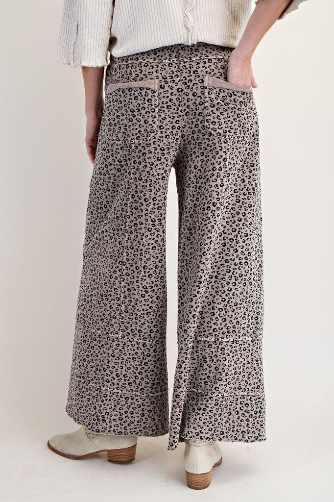 EASEL Mocha Mineral Washed Terry Knit Lounge Pants