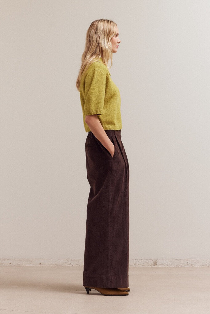 Grade & Gather Citron Collared Short Sleeve Sweater