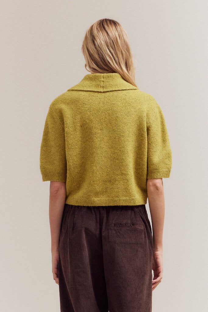 Grade & Gather Citron Collared Short Sleeve Sweater