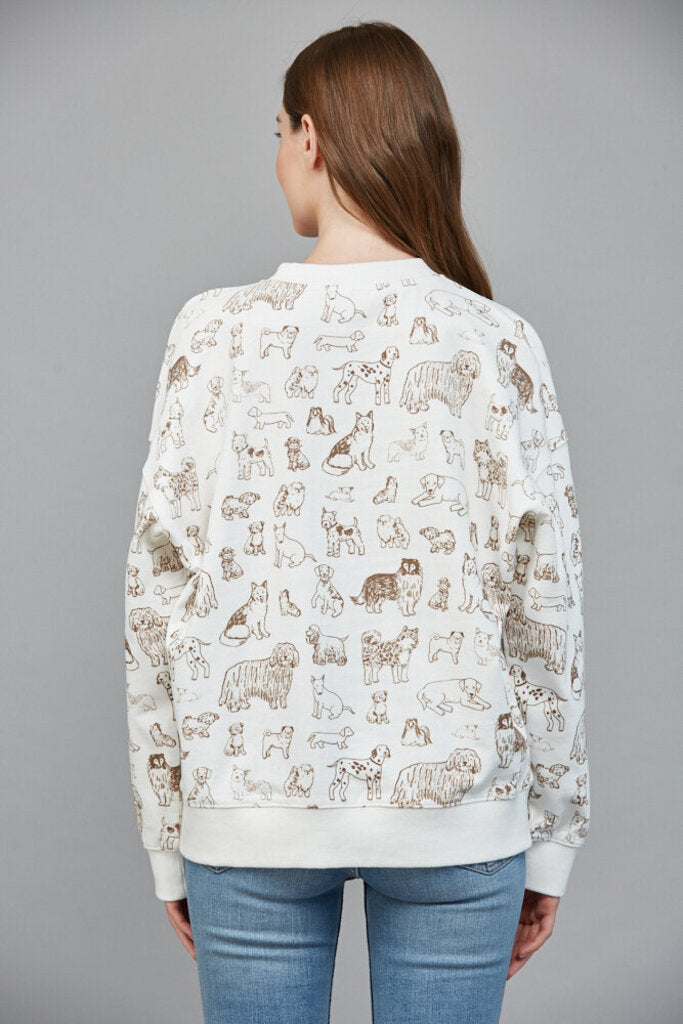 FATE White Long Sleeve Cotton Animal Print Sweatshirt