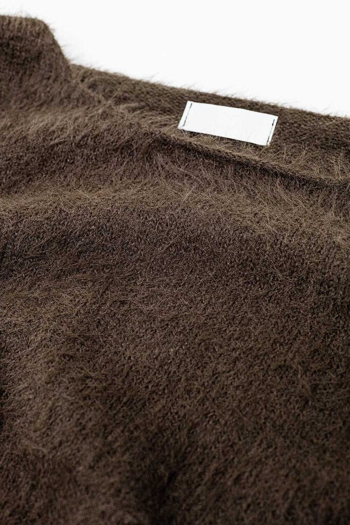Q2 Cropped Brown Fuzzy Sweater