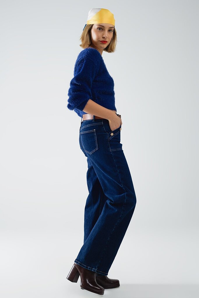 Q2 Blue Cropped Blue Fuzzy Sweater