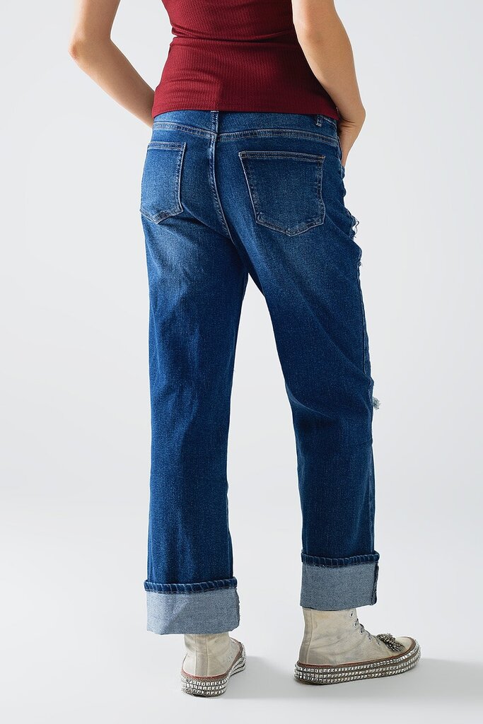 Q2 Denim Embellished Relaxed Fix High Rise Jean