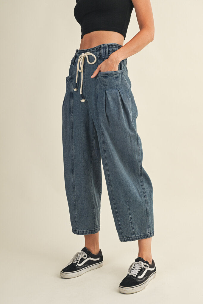 MUSTARD SEED Pull-on Drawstring Waist Barrel Jeans