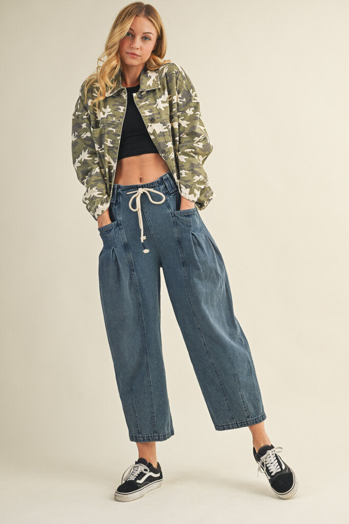 MUSTARD SEED Pull-on Drawstring Waist Barrel Jeans