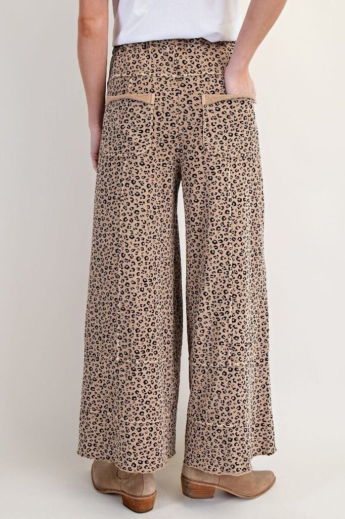 EASEL Camel Mineral Washed Terry Knit Lounge Pants