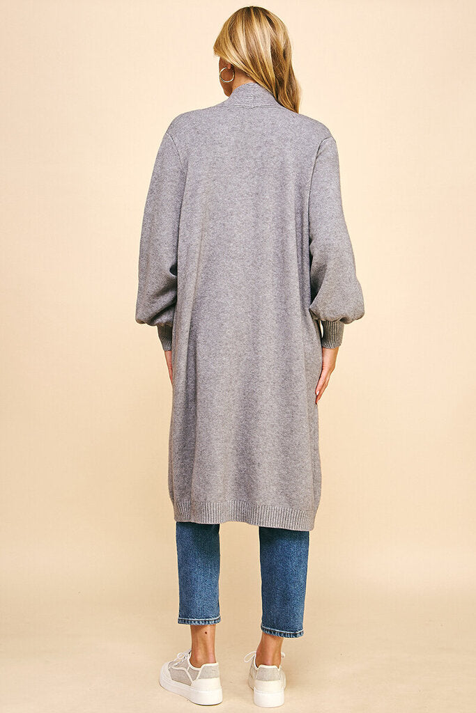 PINCH Heather Grey Ballon Sleeve Cardigan Sweater