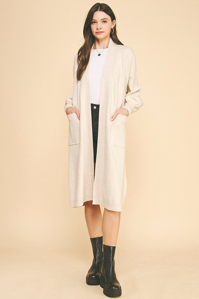 PINCH Cream Ballon Sleeve Cardigan Sweater
