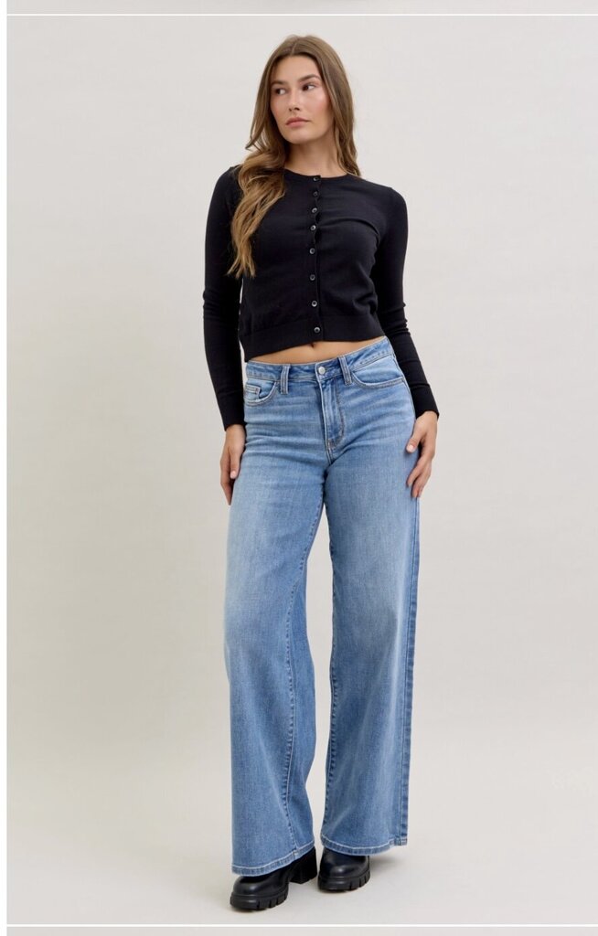 JUDY BLUE Mid Rise Wide Leg Retro Jean