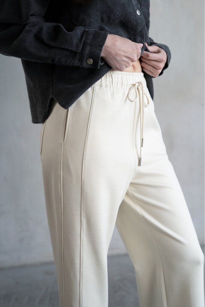 ELLE GREY Cream Elastic Waist Wide Leg Pant