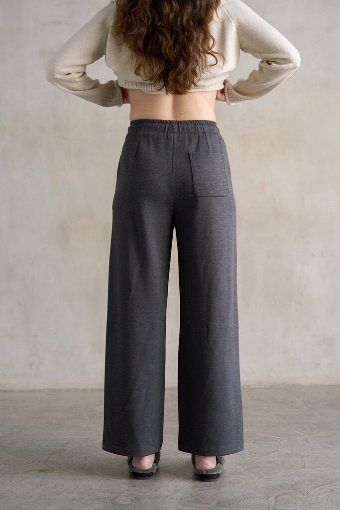 ELLE GREY Charcoal Elastic Waist Wide Leg Pant