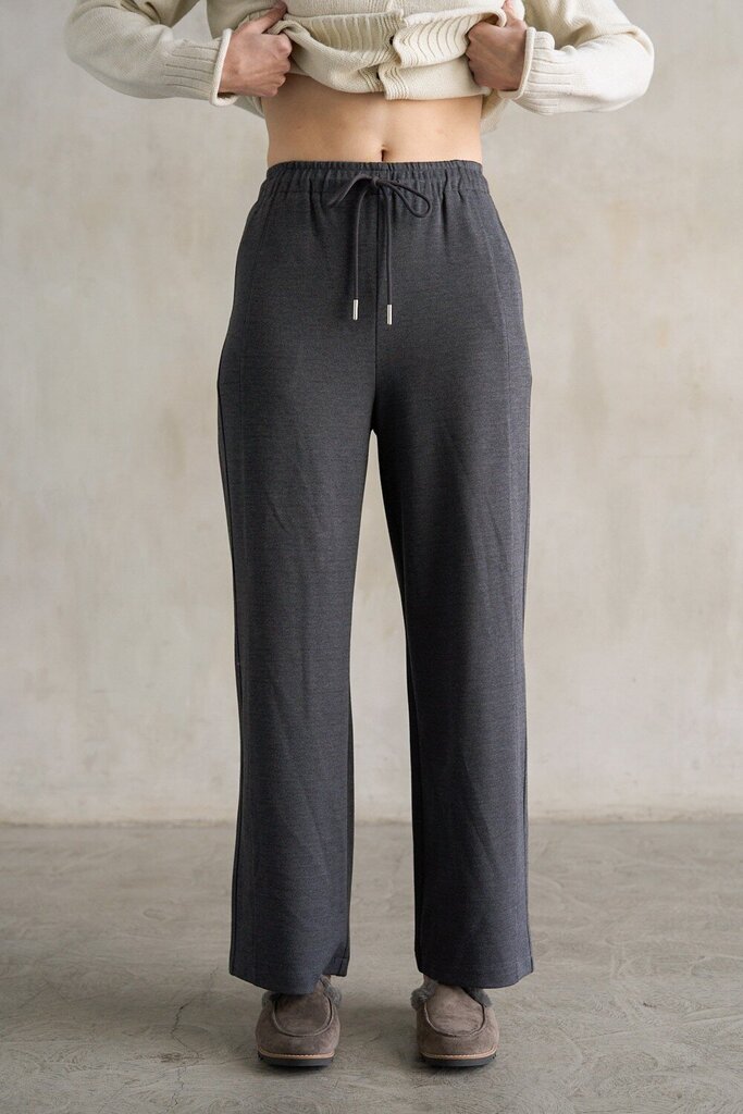 ELLE GREY Charcoal Elastic Waist Wide Leg Pant