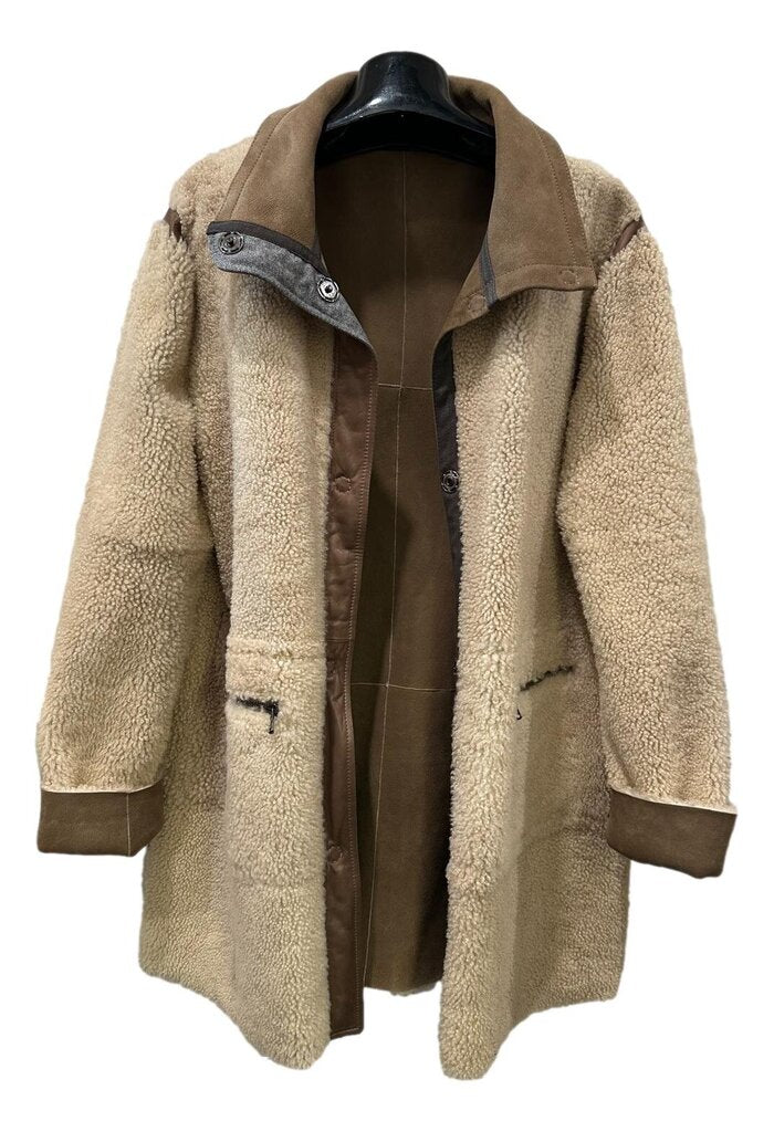 Frauenschuh Milena Shearling and Carmel Suede Reversible Coat NWT