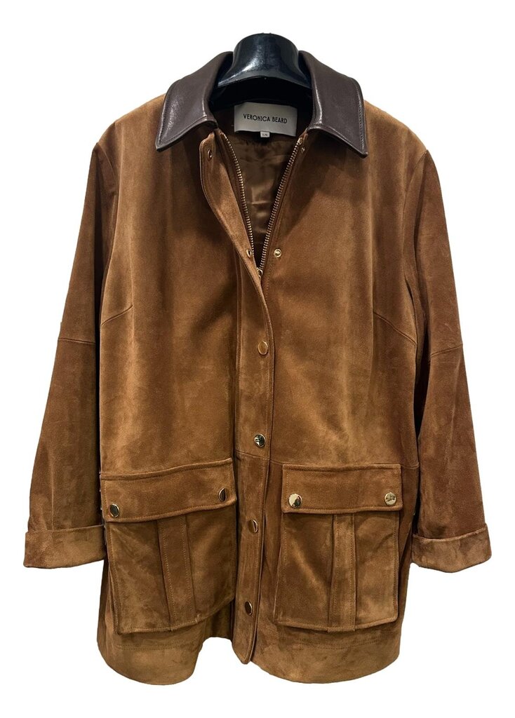 VERONICA BEARD NEW Suz Dickey Suede and Leather Coat Large