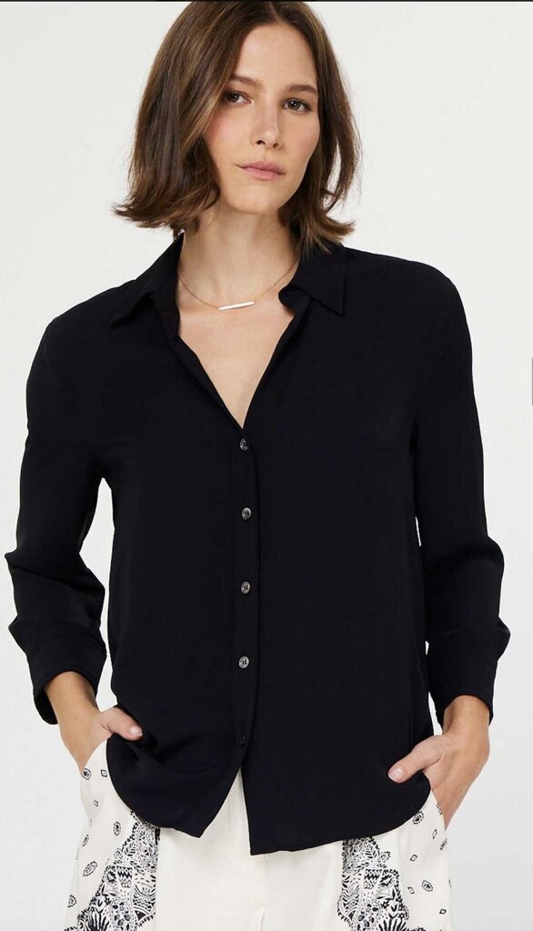 CURRENT AIR Black Button Down Mid Sleeve Blouse Top