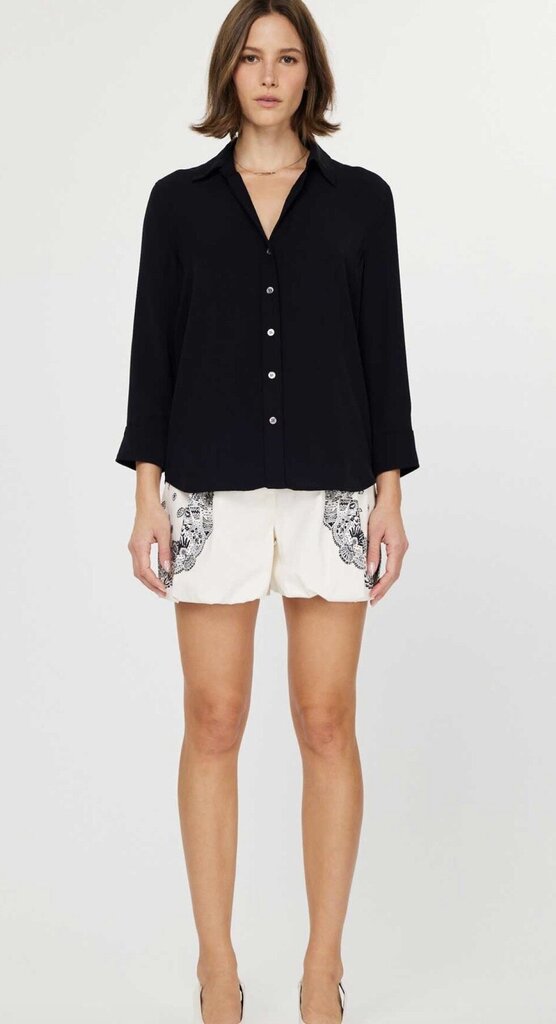 CURRENT AIR Black Button Down Mid Sleeve Blouse Top