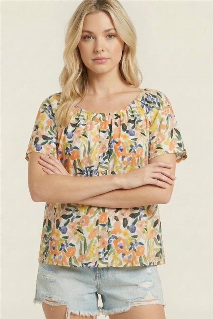 STACCATO White and Multi Floral Short Sleeve Top
