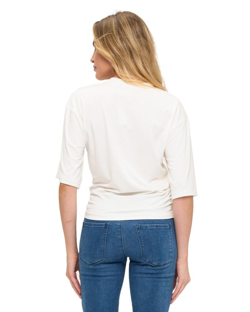 ARIELLA Ivory Short Sleeve Ruched Side Top