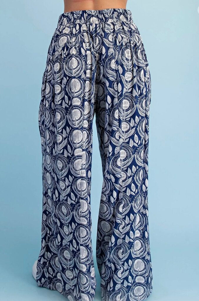 GIGIO Navy and Cream Wide Leg Pant