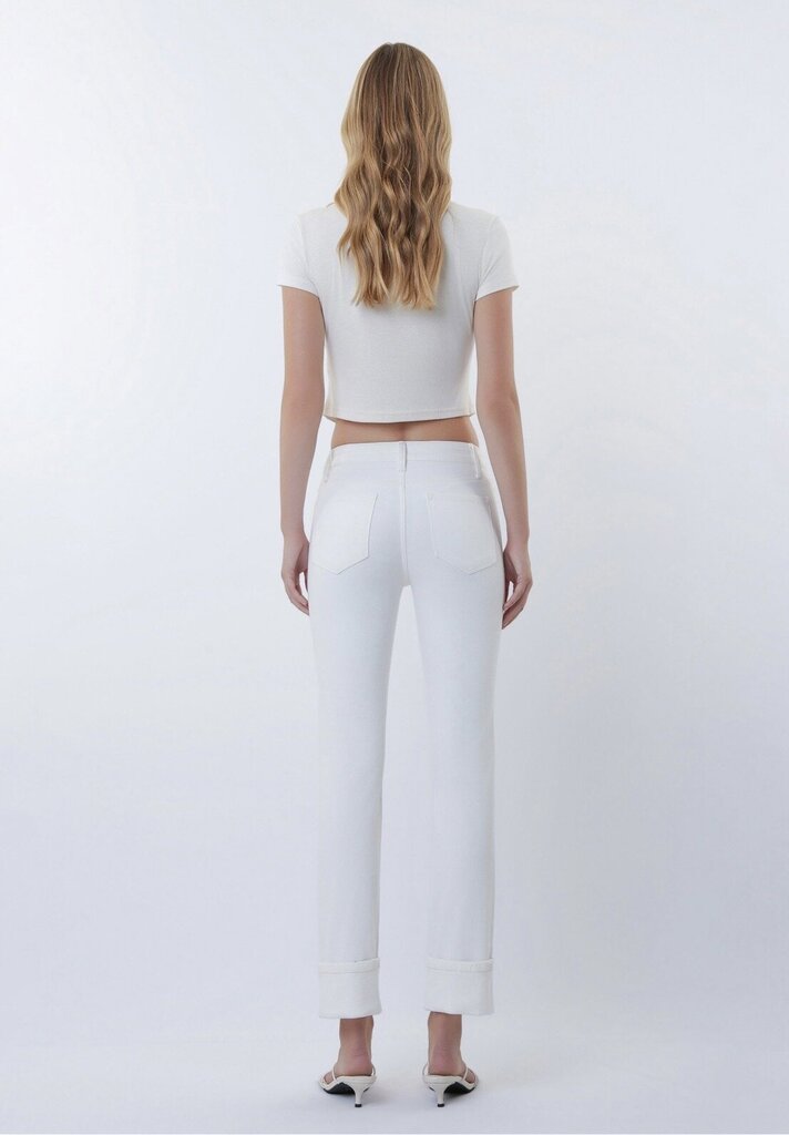 VERVET Mid Rise Cuffed Crop Slim Straight Jeans