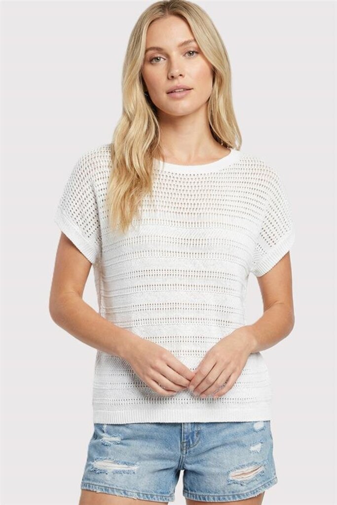 STACCATO White pointelle Short Sleeve Top
