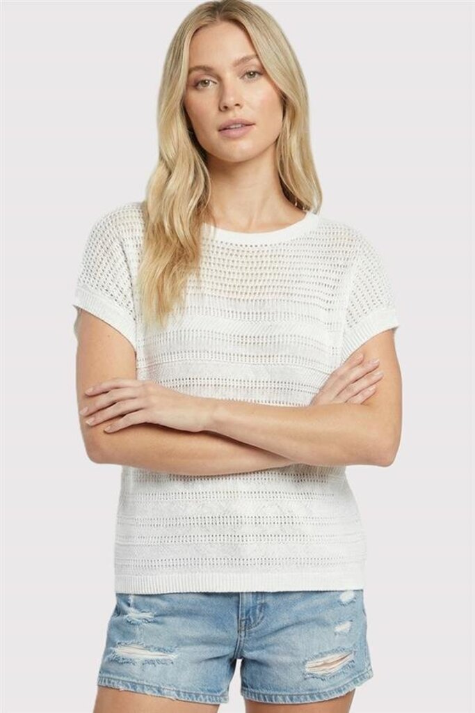 STACCATO White pointelle Short Sleeve Top