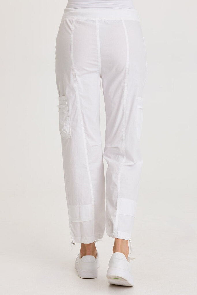 XCVI White Poplin Cinched Hem Cargo Pant
