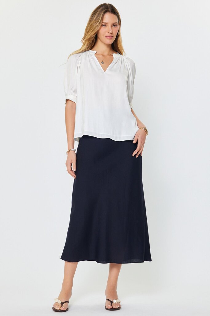 CURRENT AIR White Short Sleeves V-neck Top