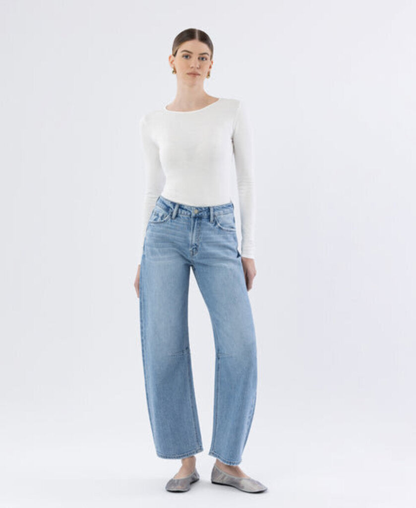VERVET Light Wash High Rise Wide Barrel Jean