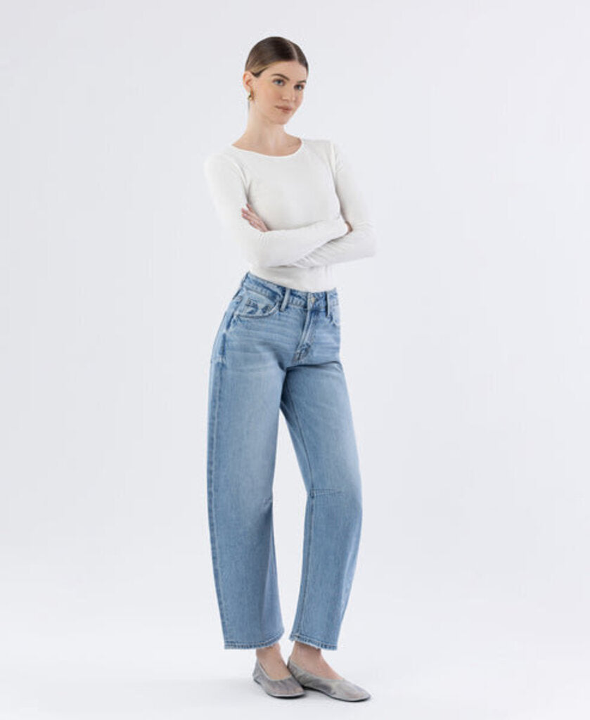 VERVET Light Wash High Rise Wide Barrel Jean