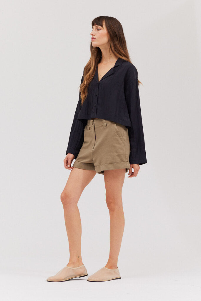 GRADE & GATHER Black Long Sleeve Button-up Top