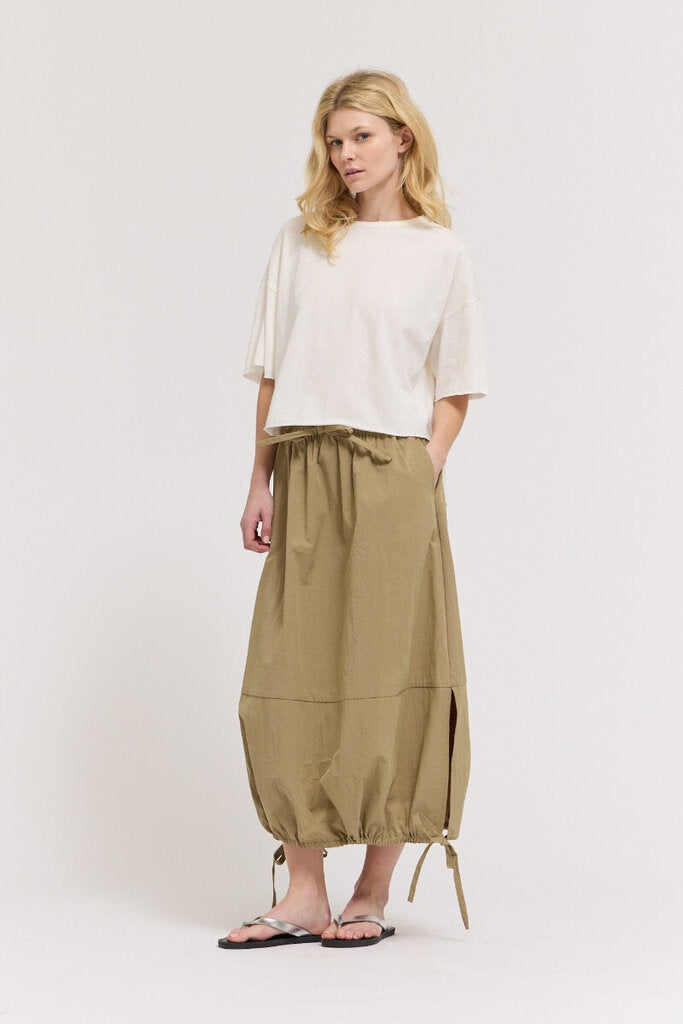 GRADE & GATHER Dry Herb Adjustable Gathered Hem Skirt