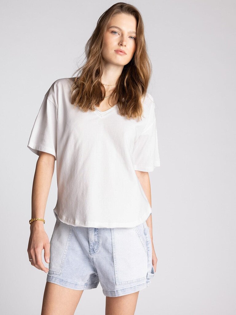 THREAD & SUPPLY White Short Sleeve Ismeria Short Sleeve Top