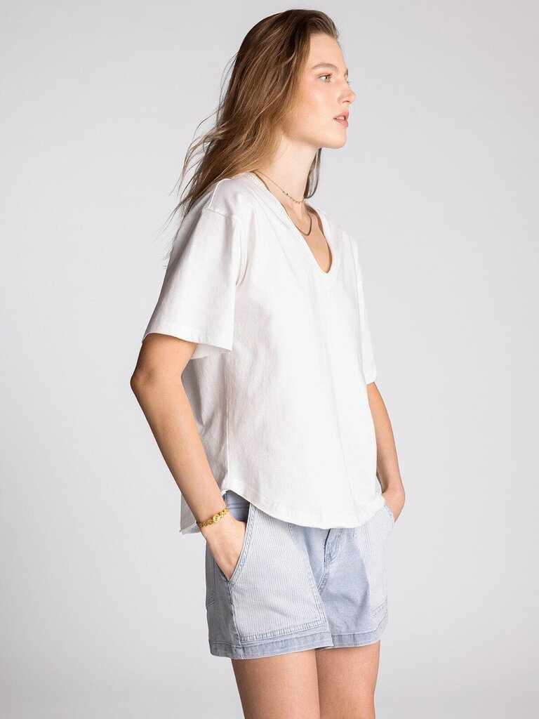 THREAD & SUPPLY White Short Sleeve Ismeria Short Sleeve Top