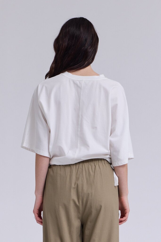 GRADE & GATHER White Scrunch Side Ties Short Sleeve Top