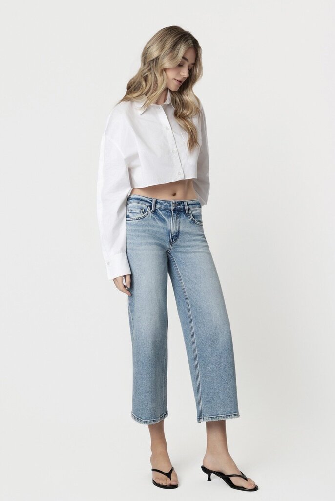 VERVET Low Rise Light Wash Wide Crop Jean
