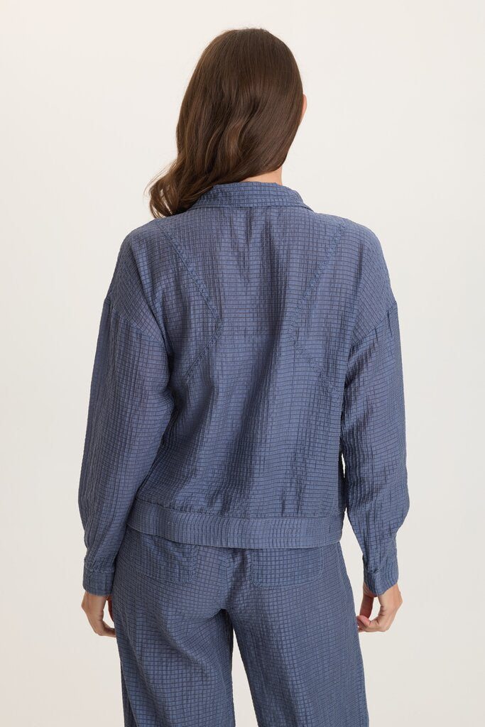WEARABLES Hypnotic Pigment Blue Waffle Print Zip -up Jacket