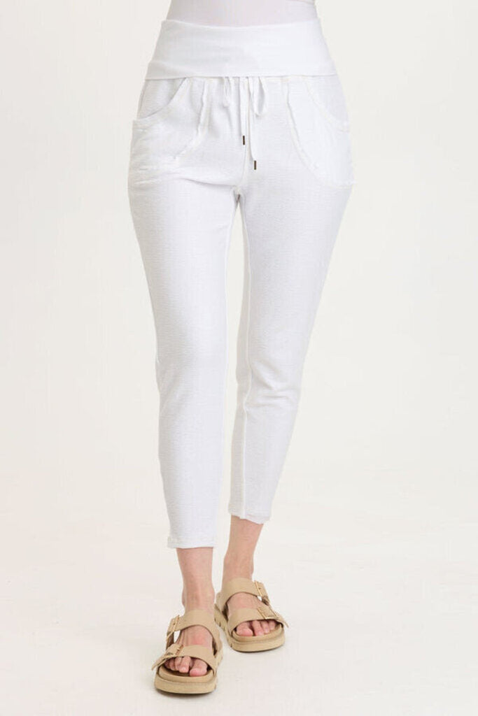 WEARABLES White Kiefer Slim Draw Waist Pant