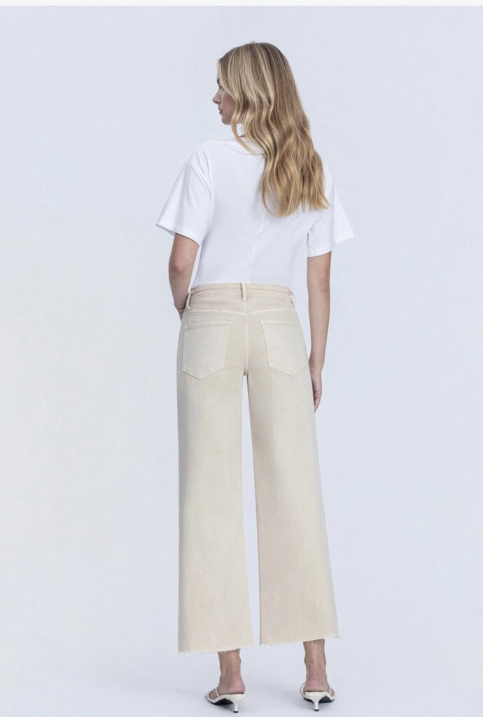 VERVET White Swan High Rise Crop Wide Leg Jeans