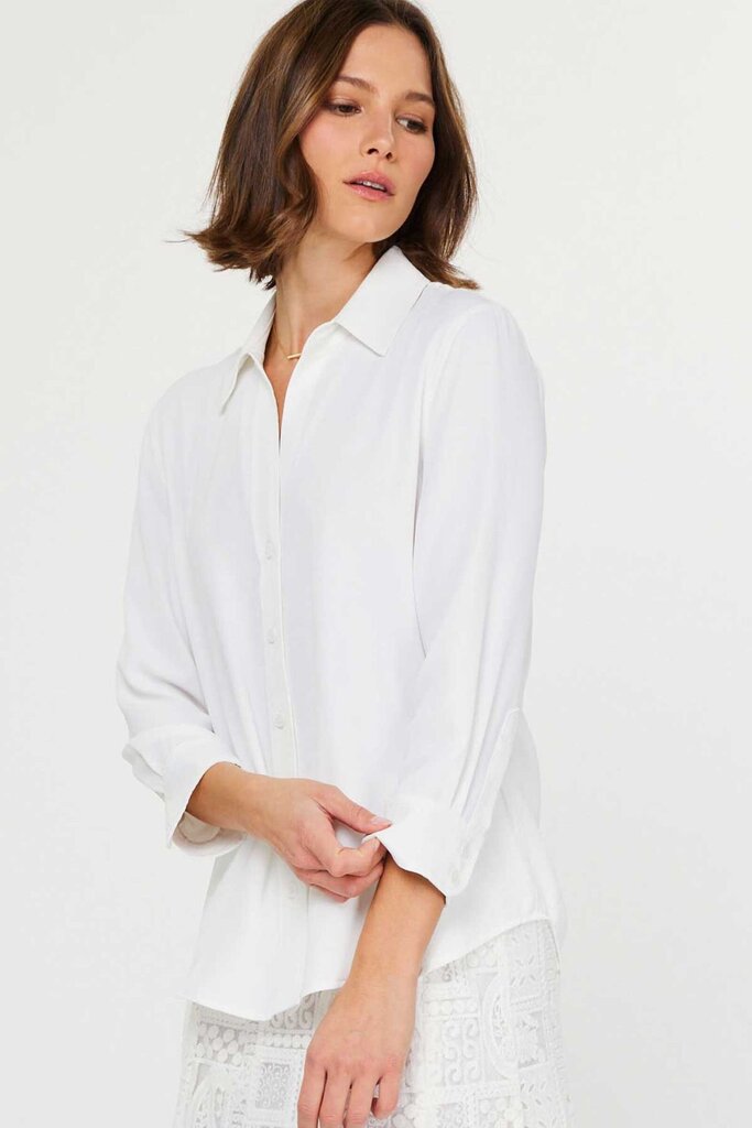 CURRENT AIR White Mid Sleeve Button-up Top