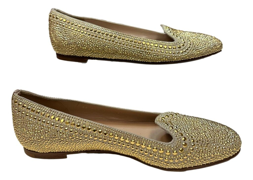 VALENTINO Gold Studded Loafer Shoes