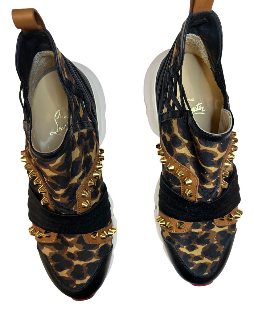 CHRISTIAN LOUBOUTIN Leopard Studded Run Sneaker Shoe