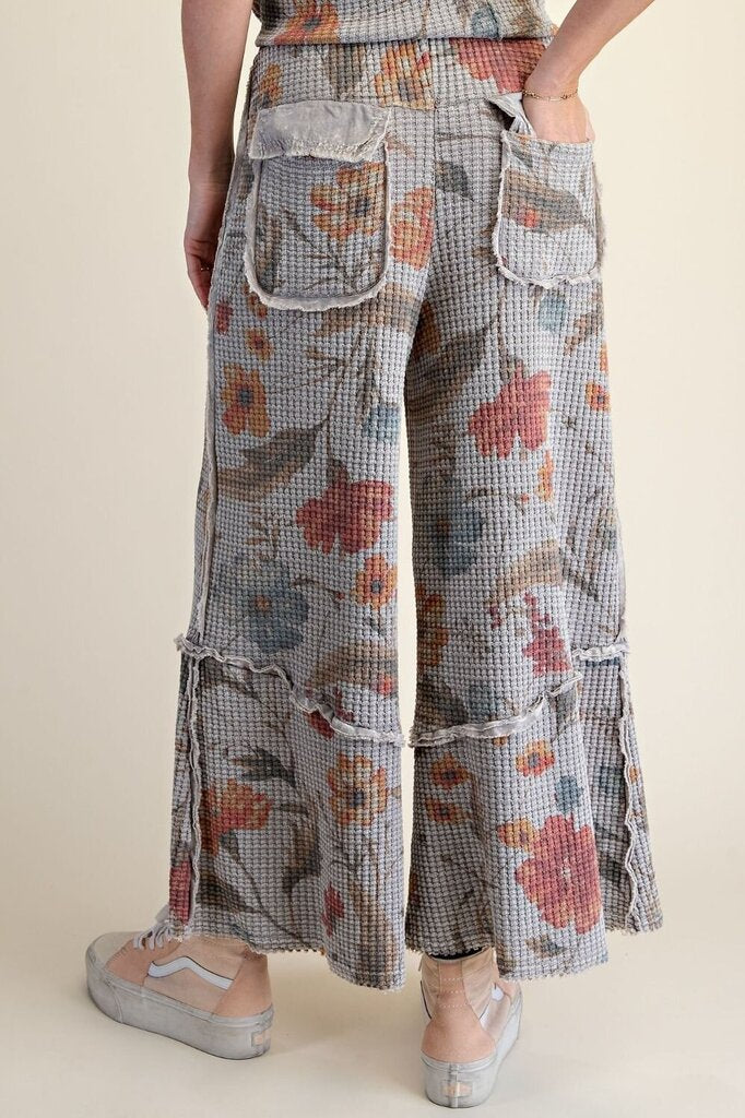 EASEL Light Washed Grey Waffle Knit Loungewear Pants