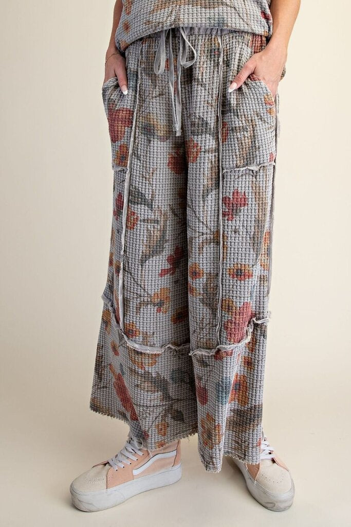 EASEL Light Washed Grey Waffle Knit Loungewear Pants