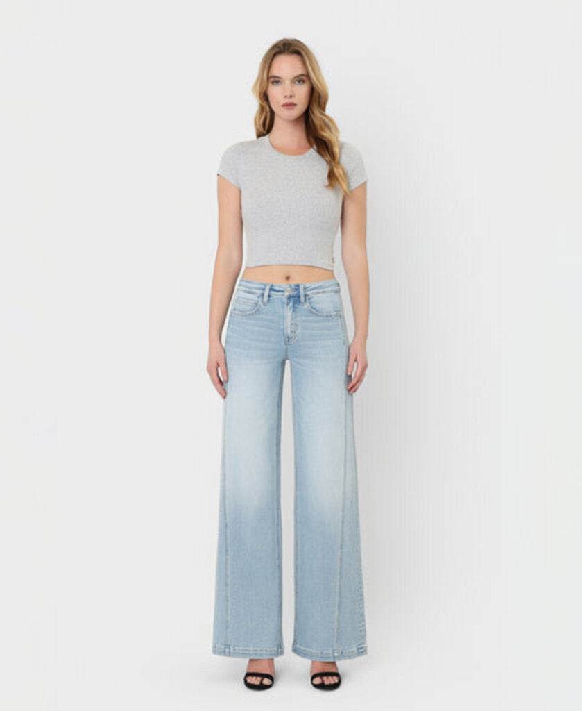 VERVET High Rise Side Panel Wide Leg Jean