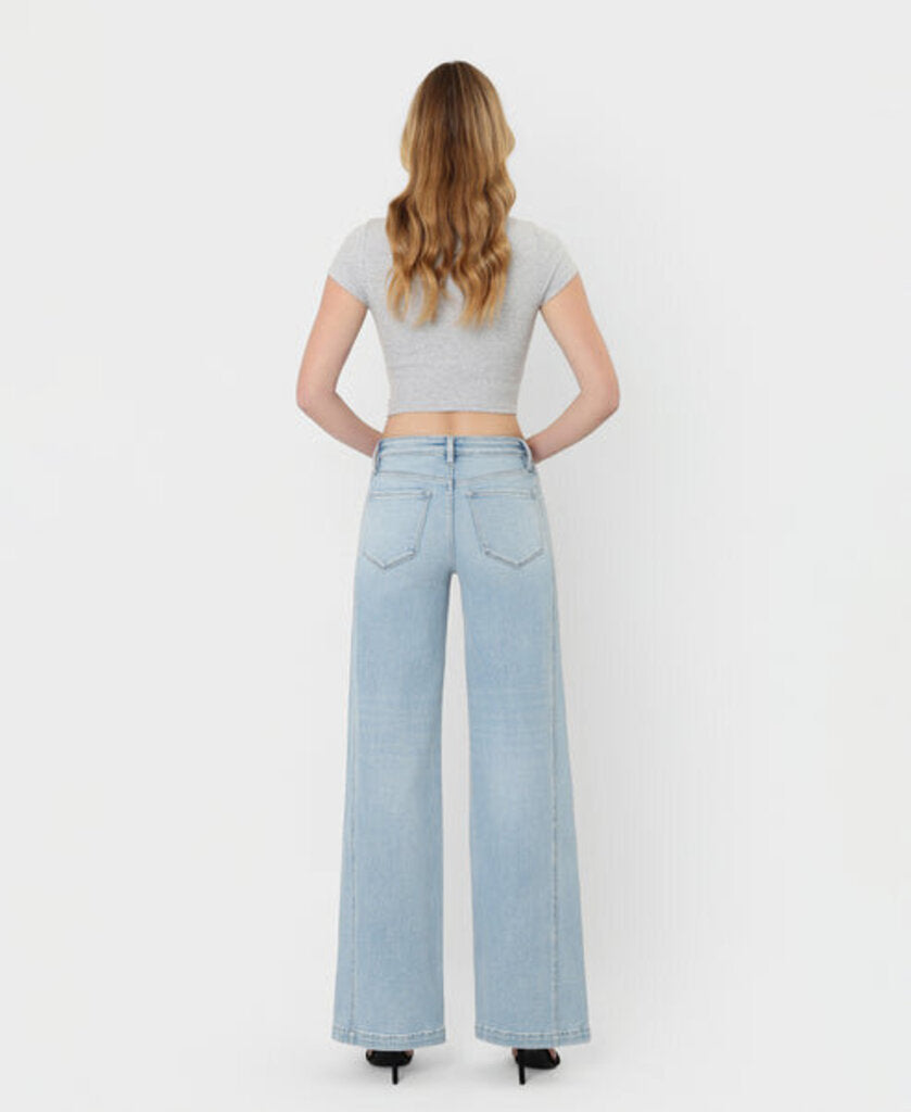 VERVET High Rise Side Panel Wide Leg Jean